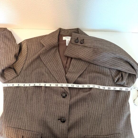 Vintage Judith Hart Brown Herringbone Blazer Size 16W - Picture 9 of 9